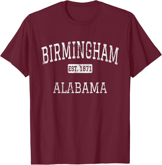 Birmingham Alabama AL Vintage T-Shirt - T-Shirt | Maroon
