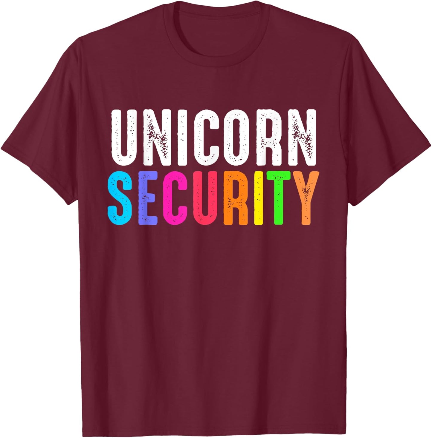 Halloween Dad Mom and Daughter Costume Unicorn Security T-Shirt - T-Shirt | Maroon