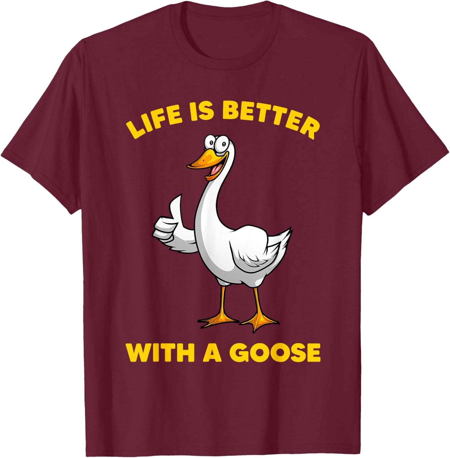 Cute Goose Design Women Toddler Grey White Goose Fan T-Shirt - T-Shirt | Maroon