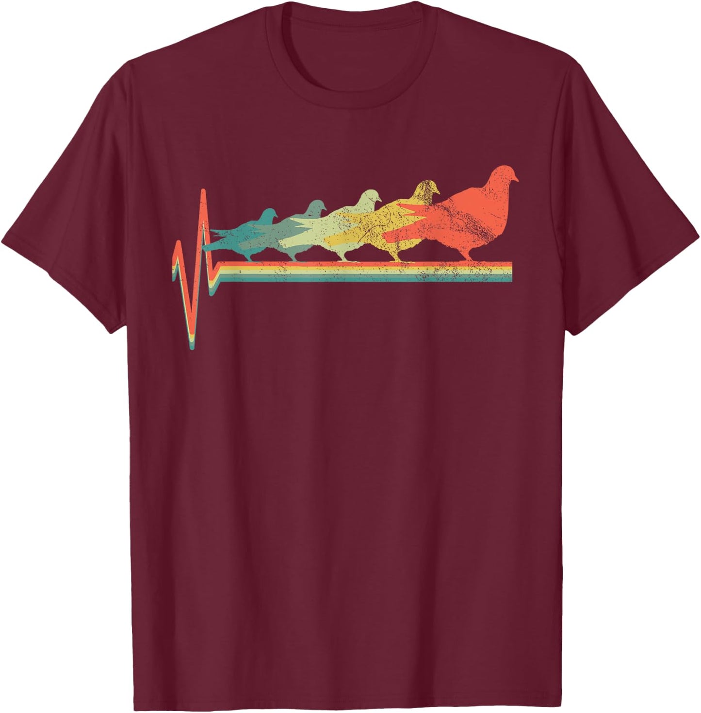 Bird Doves Pidgeon Heartbeat Gift Vintage T-Shirt - T-Shirt | Maroon