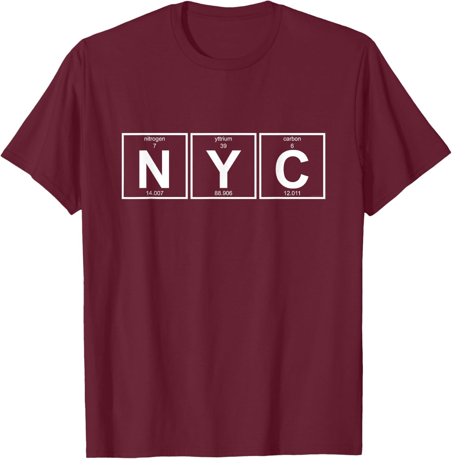 NYC New York City - periodic table of elements T-Shirt - T-Shirt | Maroon