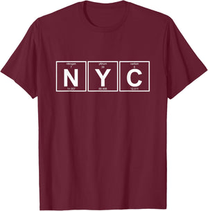 NYC New York City - periodic table of elements T-Shirt - T-Shirt | Maroon