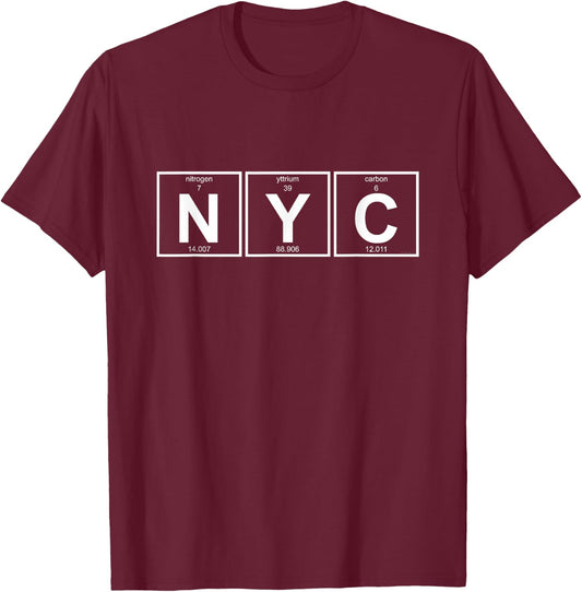 NYC New York City - periodic table of elements T-Shirt - T-Shirt | Maroon