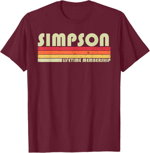 SIMPSON Surname Funny Retro Vintage 80s 90s Birthday Reunion T-Shirt - T-Shirt | Maroon