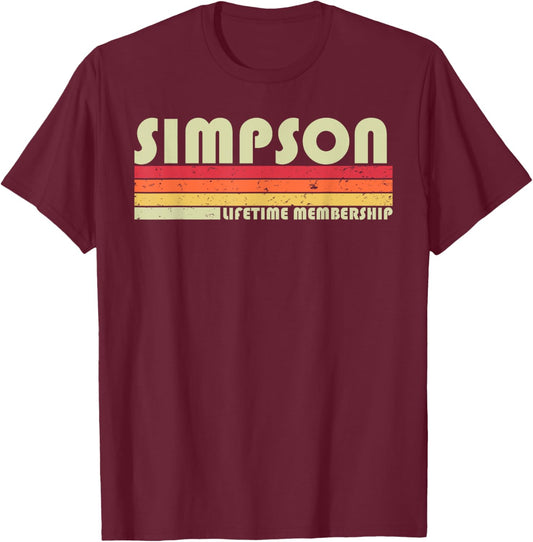 SIMPSON Surname Funny Retro Vintage 80s 90s Birthday Reunion T-Shirt - T-Shirt | Maroon
