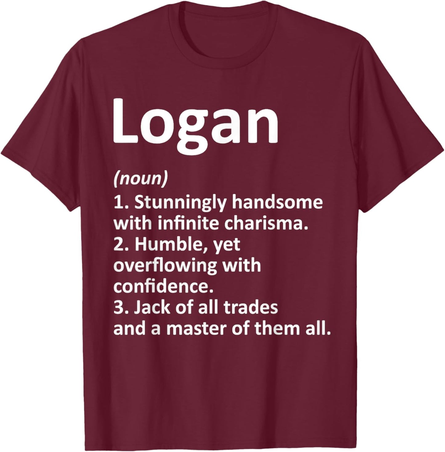 LOGAN Definition Personalized Name Funny Birthday Gift T-Shirt - T-Shirt | Maroon