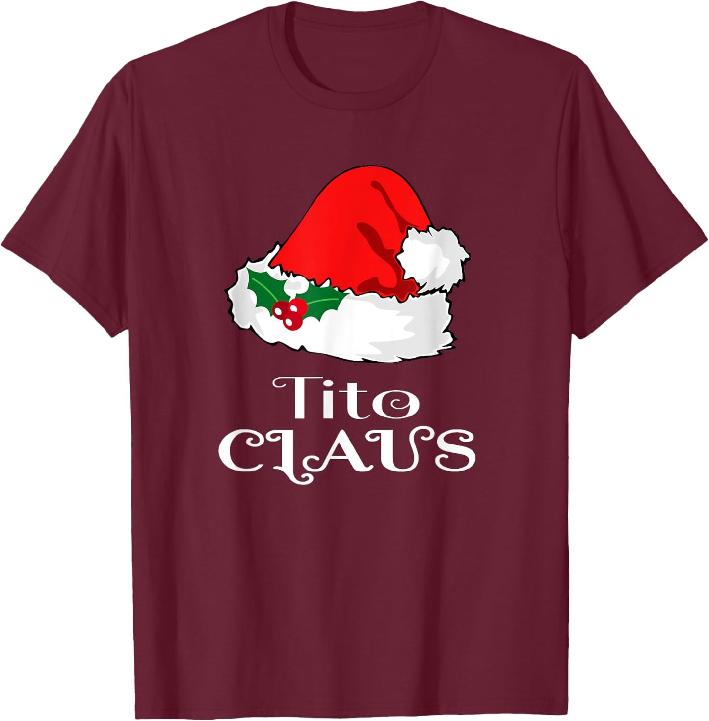 Christmas Tito Claus Matching Pinoy Pajama Santa Hat T-Shirt - T-Shirt | Maroon