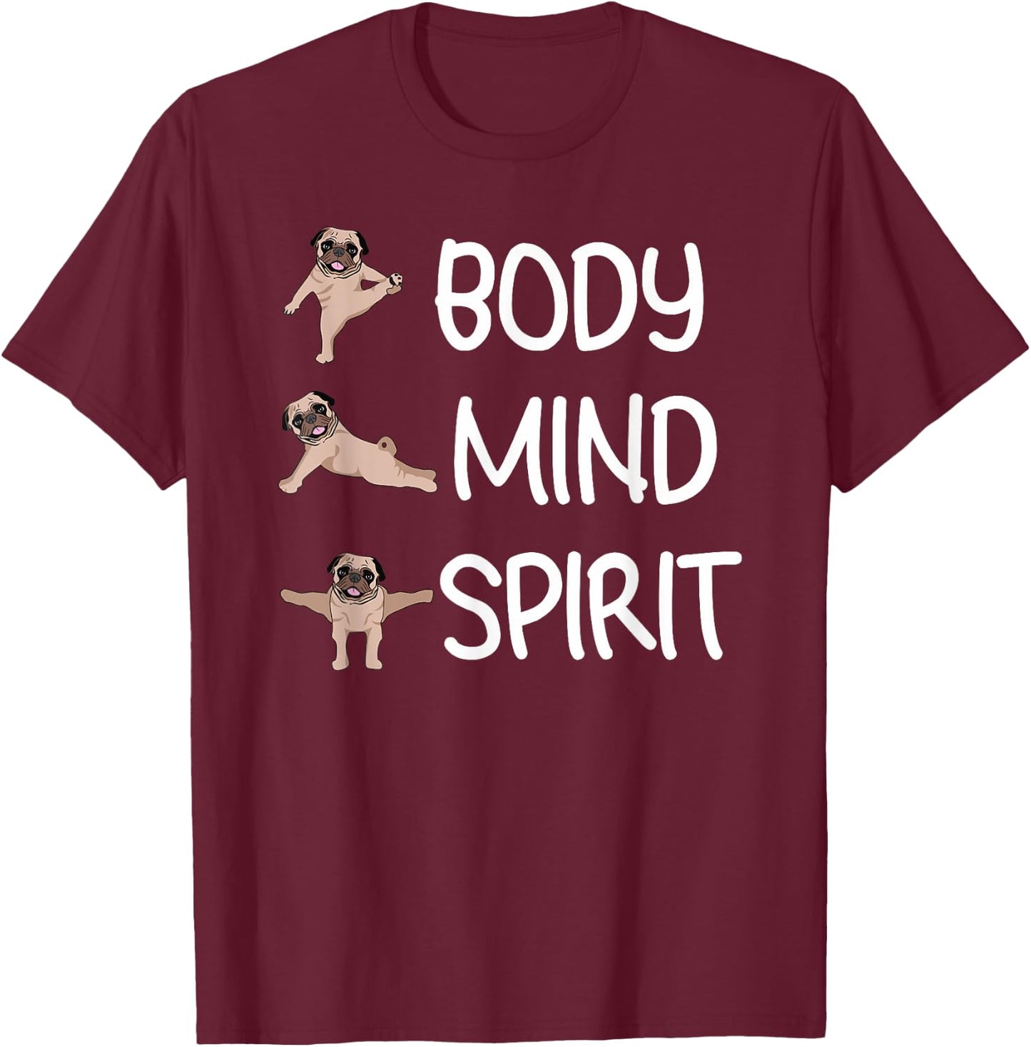 Funny Yoga Pug Men Kids, Funny Dog Lovers T-Shirt - T-Shirt | Maroon