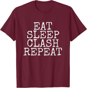Eat Sleep Clash Repeat - Gaming Clan Matching T-Shirt - T-Shirt | Maroon