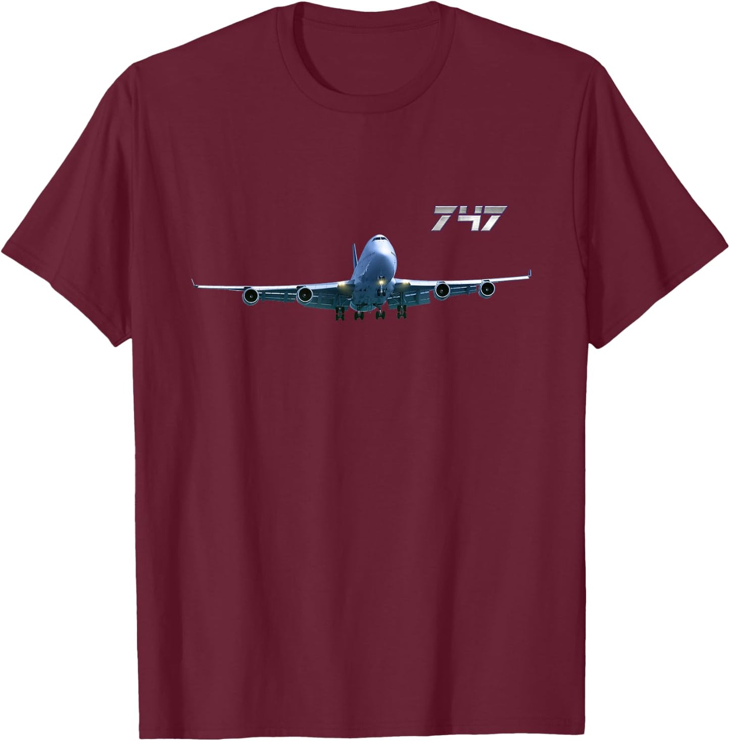 DasDirkDesign Women's Black Airline Jet 747 Aeroplane Airliner Jumbojet T-Shirt - T-Shirt | Maroon