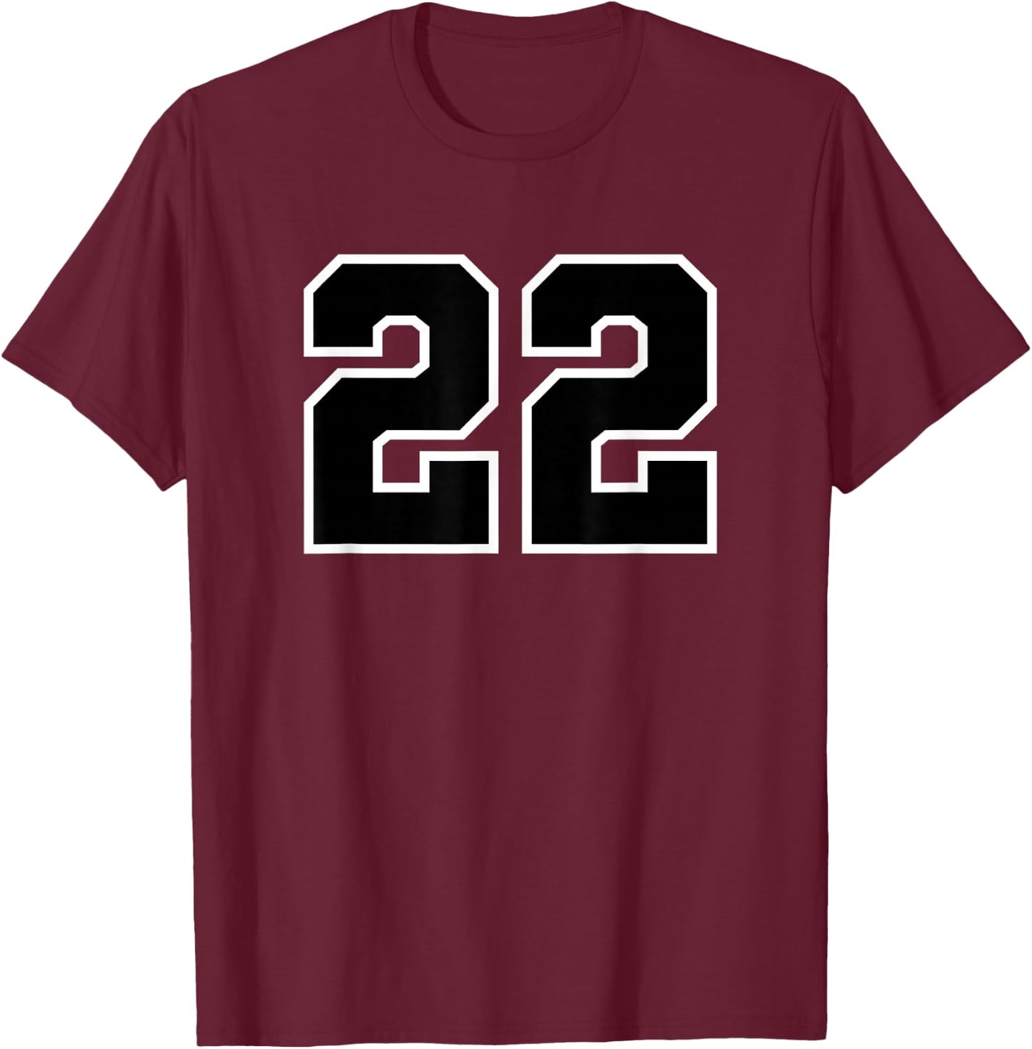 Number #22 Sport Black Number T-Shirt - T-Shirt | Maroon