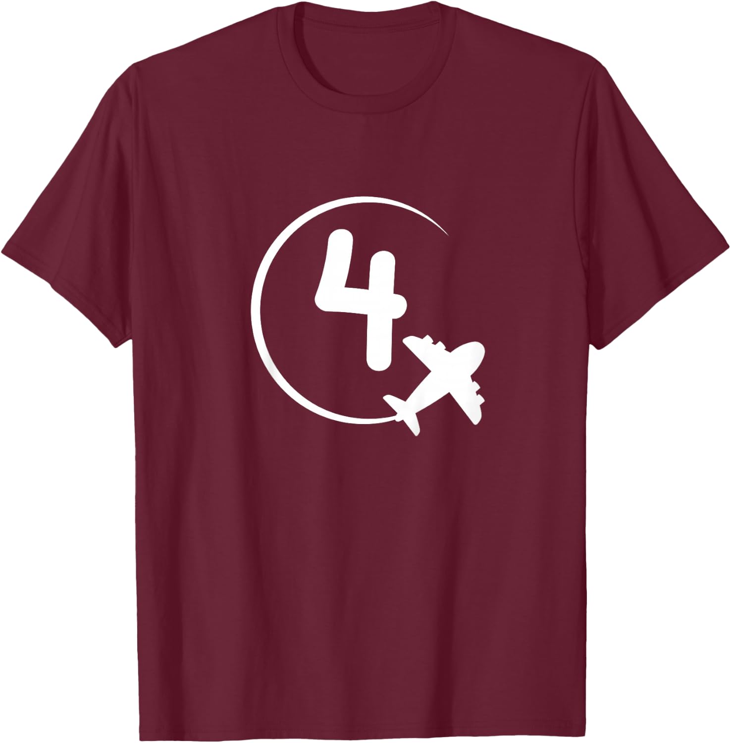 Kids Four 4 year old birthday Airplane shirt. Boy 4th birthday T-Shirt - T-Shirt | Maroon
