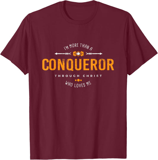 More Than a Conqueror Christian T-Shirt - T-Shirt | Maroon