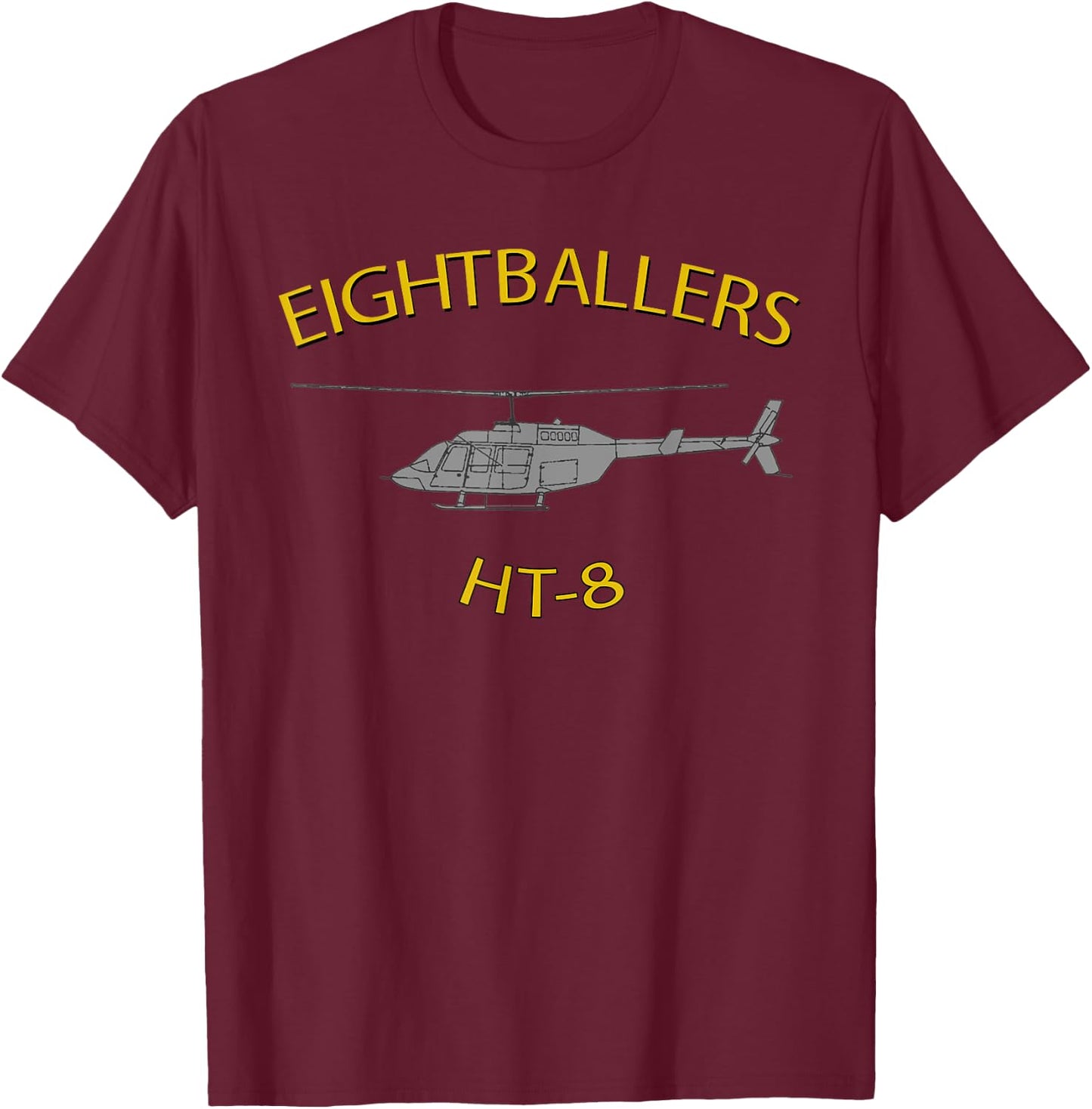 HT-8 "Eightballers" Helicopter Training Squadron TH-57 T-Shirt - T-Shirt | Maroon