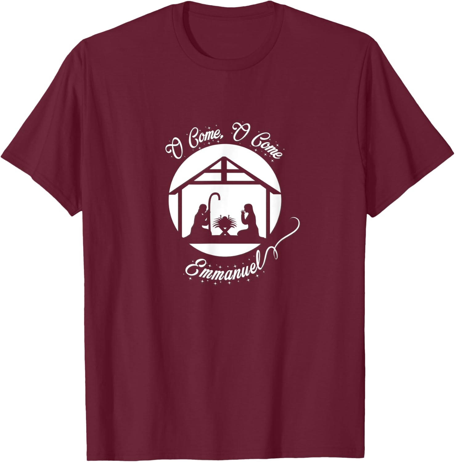 O Come, O Come, Emmanuel Nativity Christmas Carol T-Shirt - T-Shirt | Maroon