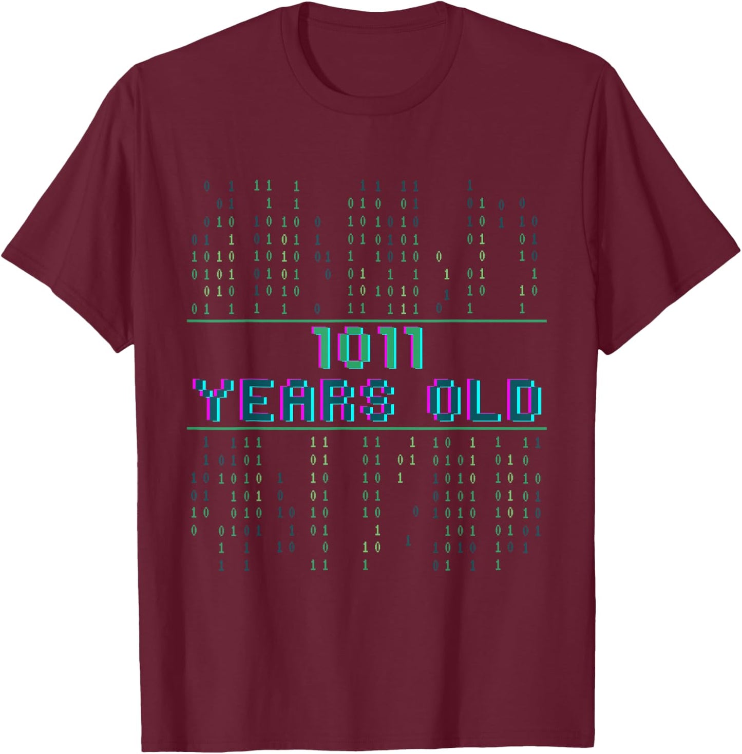 11th birthday 11 years old Binary code coder Computer scienc T-Shirt - T-Shirt | Maroon