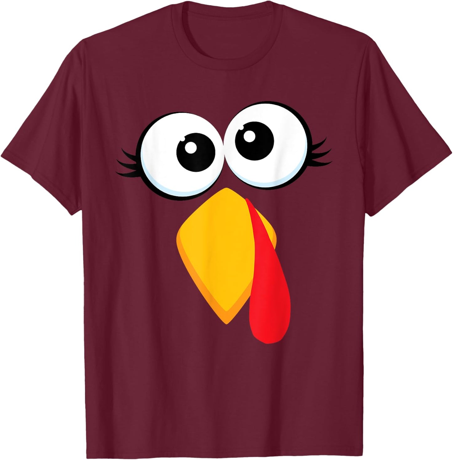 Funny Turkey Face Thanksgiving Cute Boys Girls Chicken Face T-Shirt - T-Shirt | Maroon