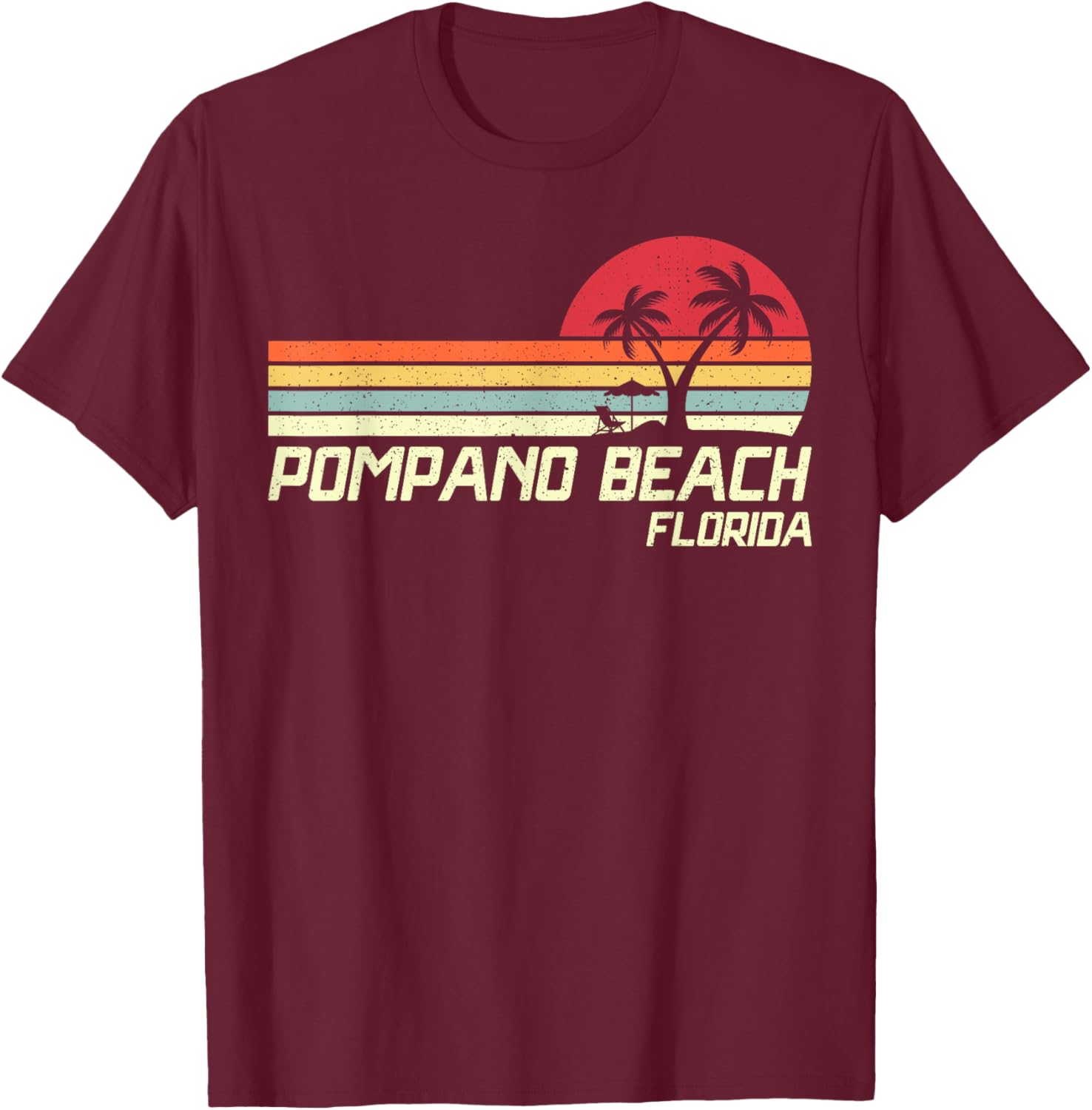 Summer Vacation Vintage Florida Pompano Beach T-Shirt - T-Shirt | Maroon