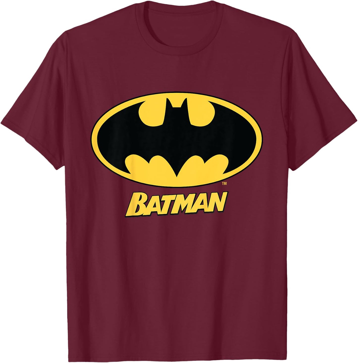 DC Kids Batman Logo Name T-Shirt - T-Shirt | Maroon