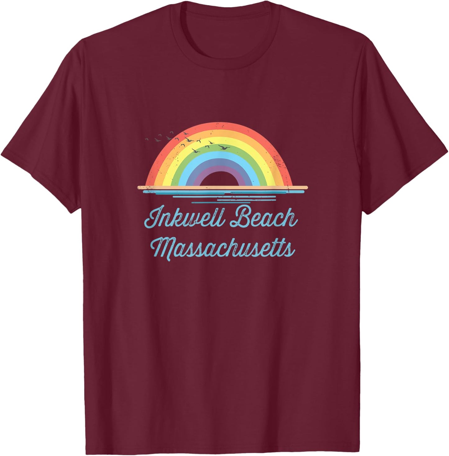 Inkwell Beach Massachusetts Souvenir Graphic Women Kids T-Shirt - T-Shirt | Maroon