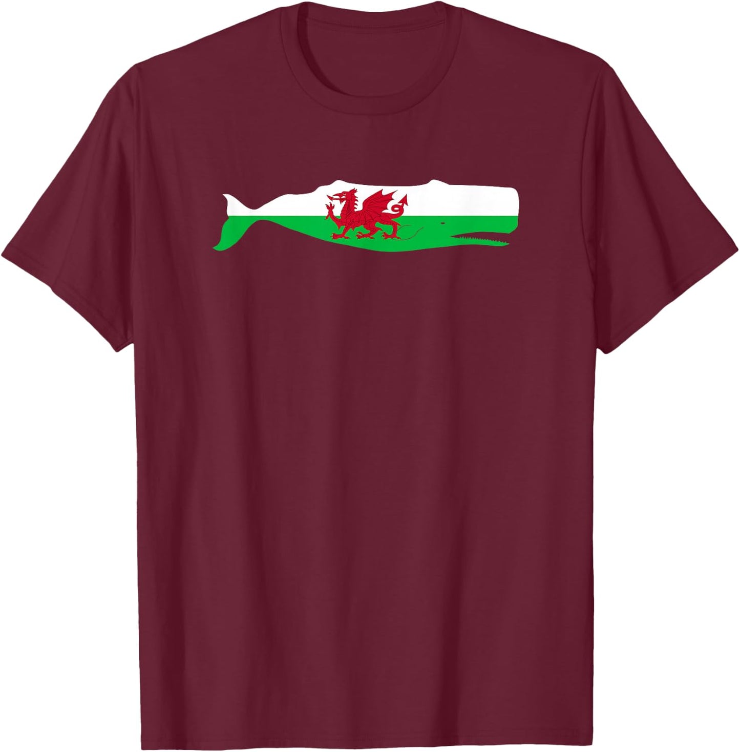 Funny Whale Wales Flag Pun for Welsh American Whales Lover T-Shirt - T-Shirt | Maroon