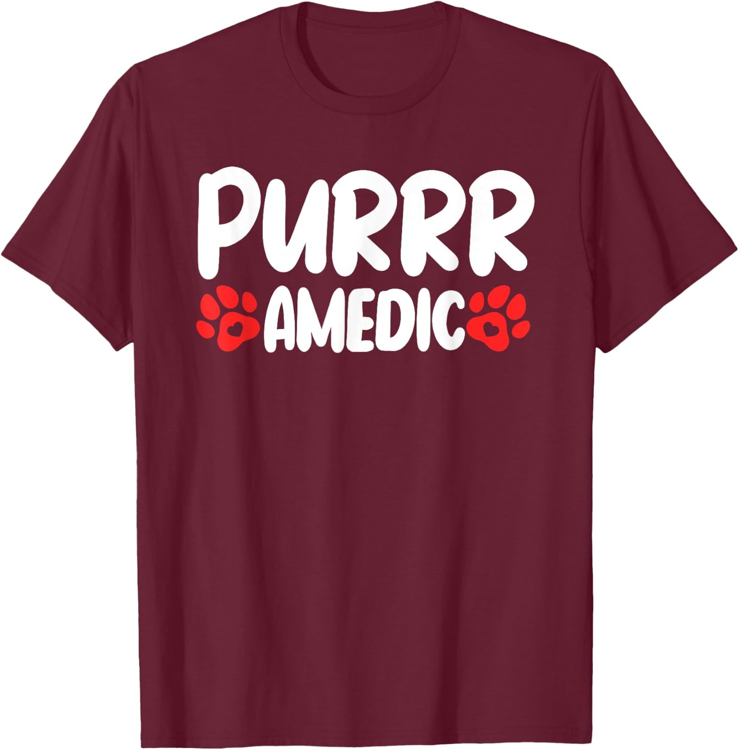 Purr Medic Vet Tech Cat Lover Veterinarian Assistant Women Kids T-Shirt - T-Shirt | Maroon