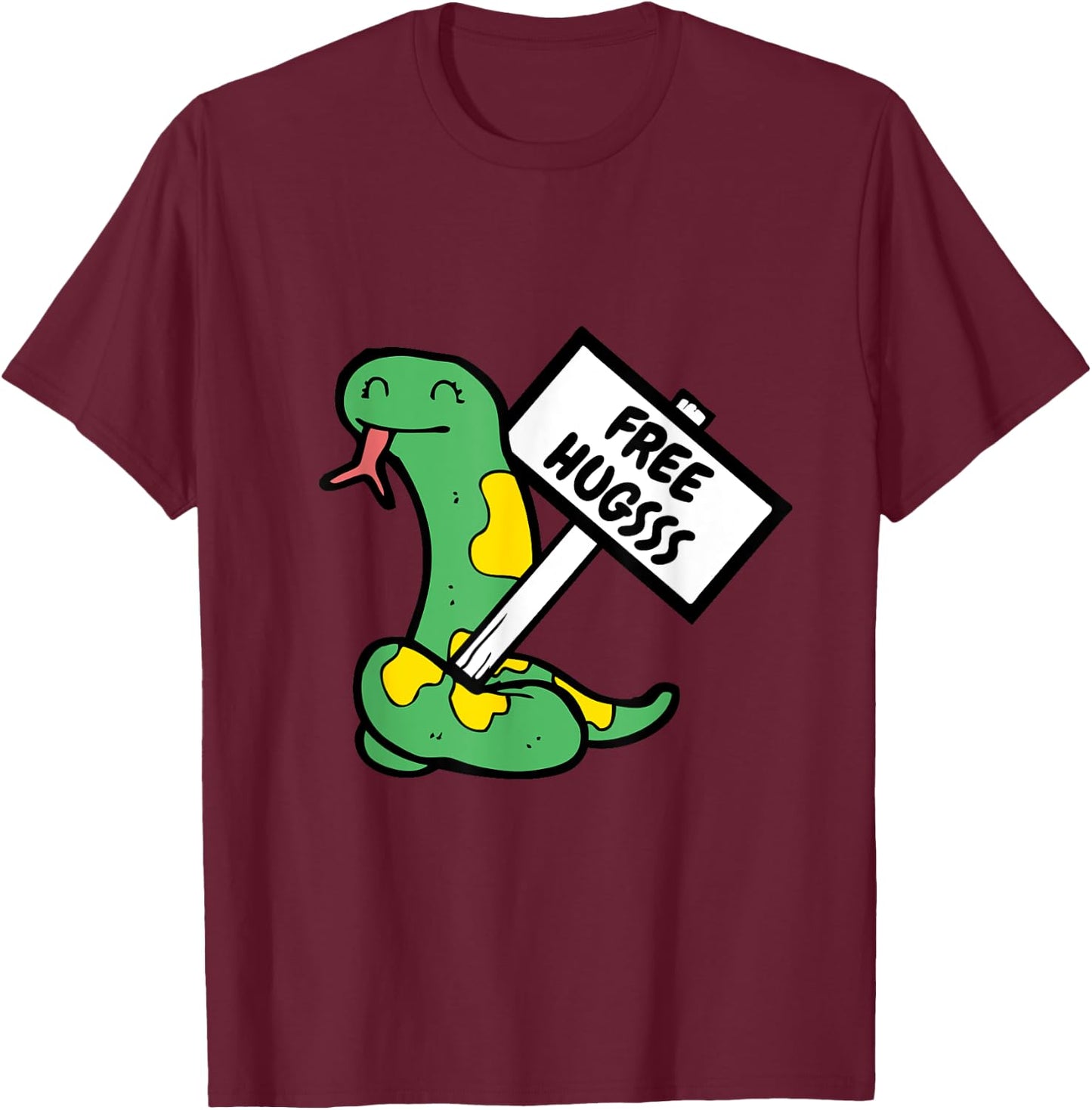 Free Hugsss hiss Funny Cute Snake Hug Lovers T-Shirt - T-Shirt | Maroon