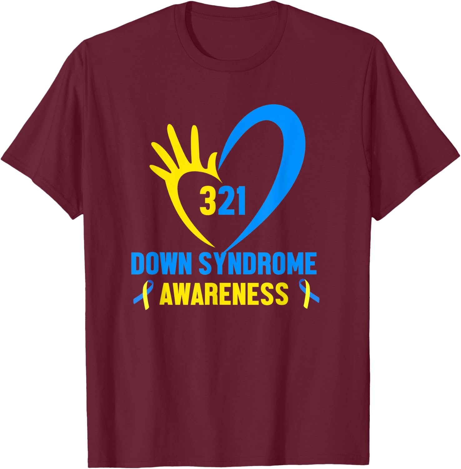 321 World Down Syndrome Awareness Day Shirt, Trisomy 21 Kids T-Shirt - T-Shirt | Maroon