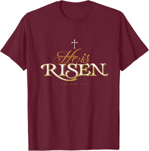 He Is Risen | Easter Jesus T-Shirt - T-Shirt | Maroon