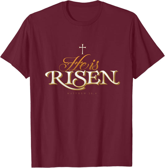He Is Risen | Easter Jesus T-Shirt - T-Shirt | Maroon