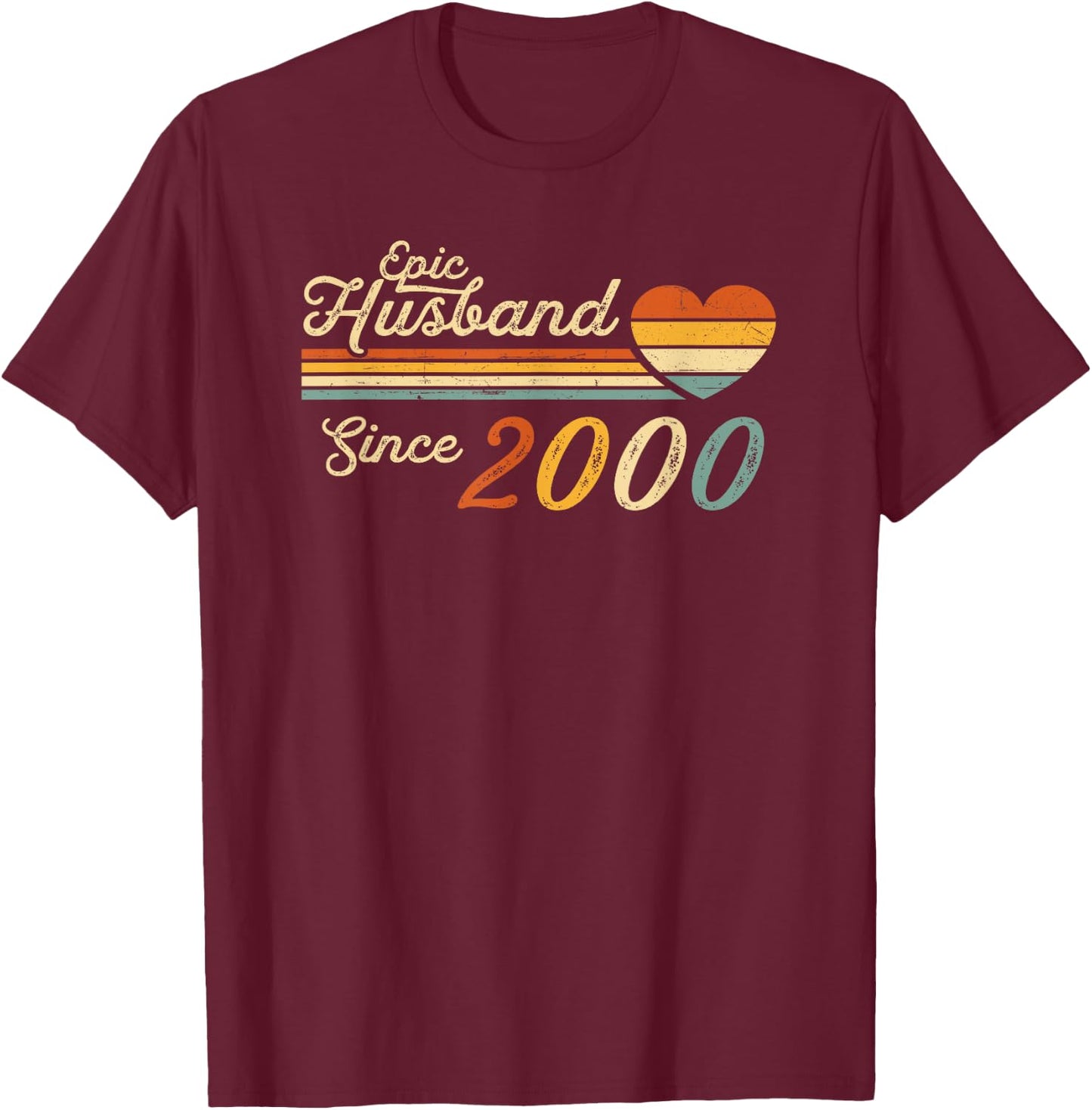 25th wedding anniversary - Epic Husband Since 2000 25 years T-Shirt - T-Shirt | Maroon