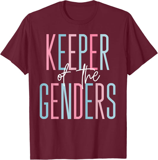 Keeper of Genders Reveal Team Girl Boy Baby Twins Cute T-Shirt - T-Shirt | Maroon