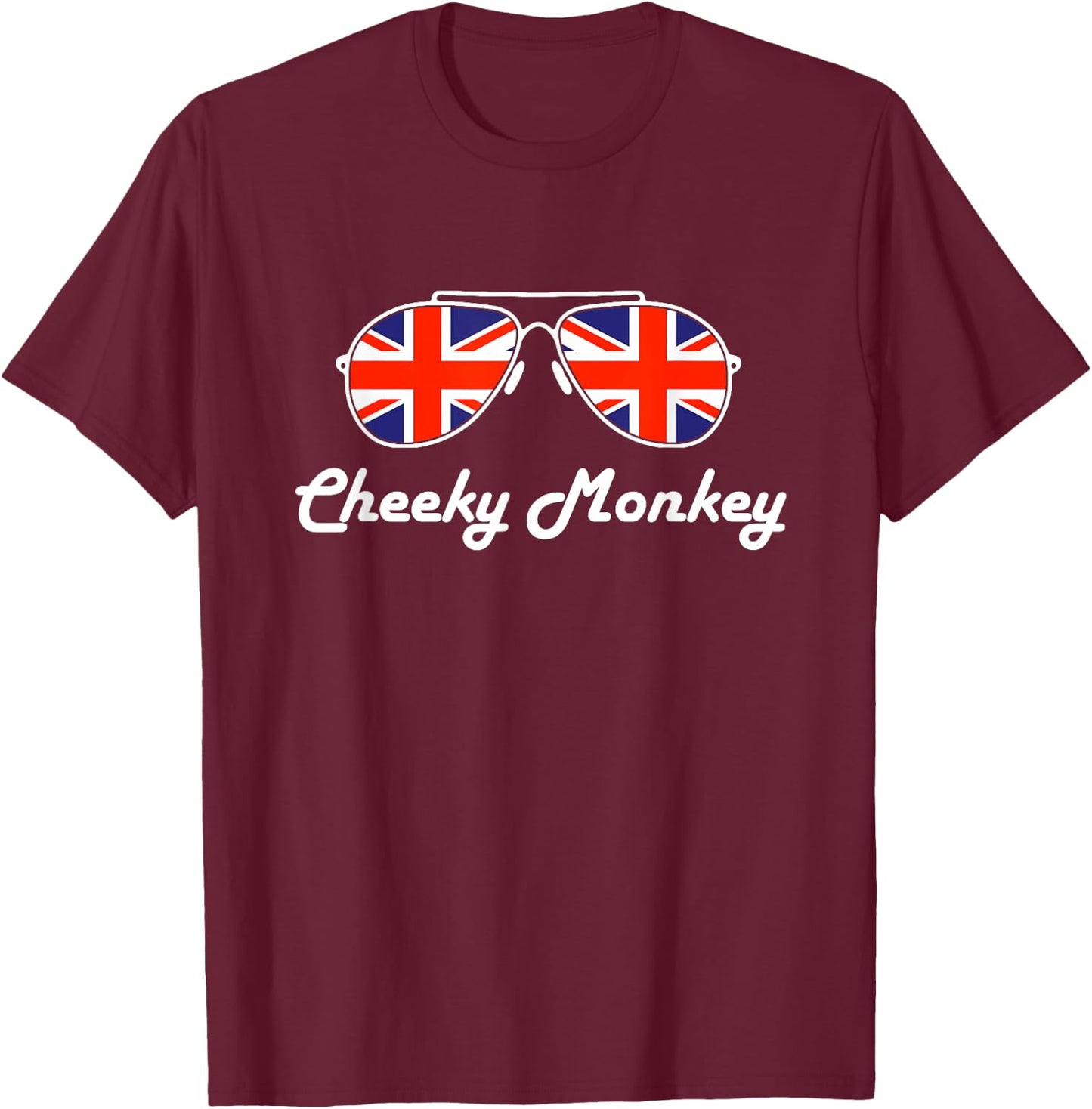 British Flag Cheeky Monkey England Union Jack Funny British T-Shirt - T-Shirt | Maroon