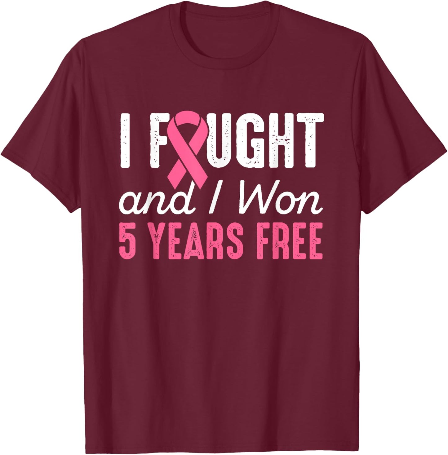 Breast Cancerversary 5 Years Breast Cancer Free Shirt Gift T-Shirt - T-Shirt | Maroon
