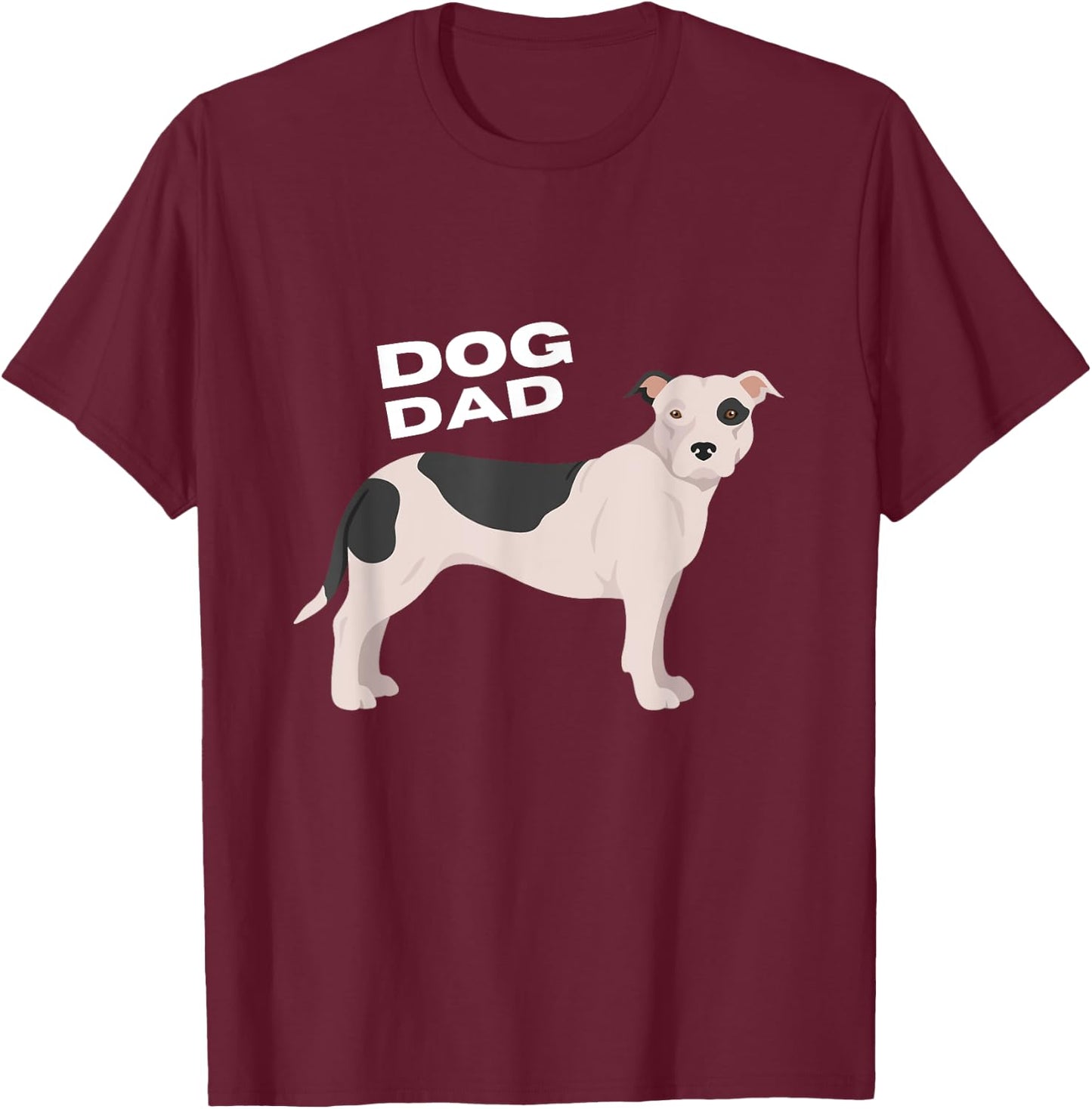 Black & White American Pit Bull Terrier Dog Dad Man T-Shirt - T-Shirt | Maroon