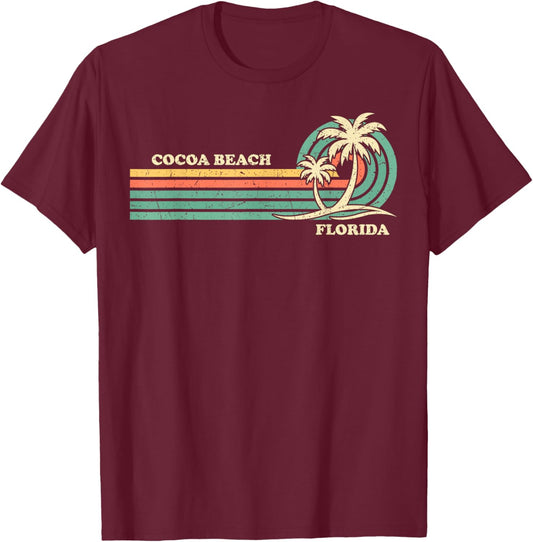 Vintage Retro Summer Vacation Florida Cocoa Beach Women Girls Kids T-Shirt - T-Shirt | Maroon