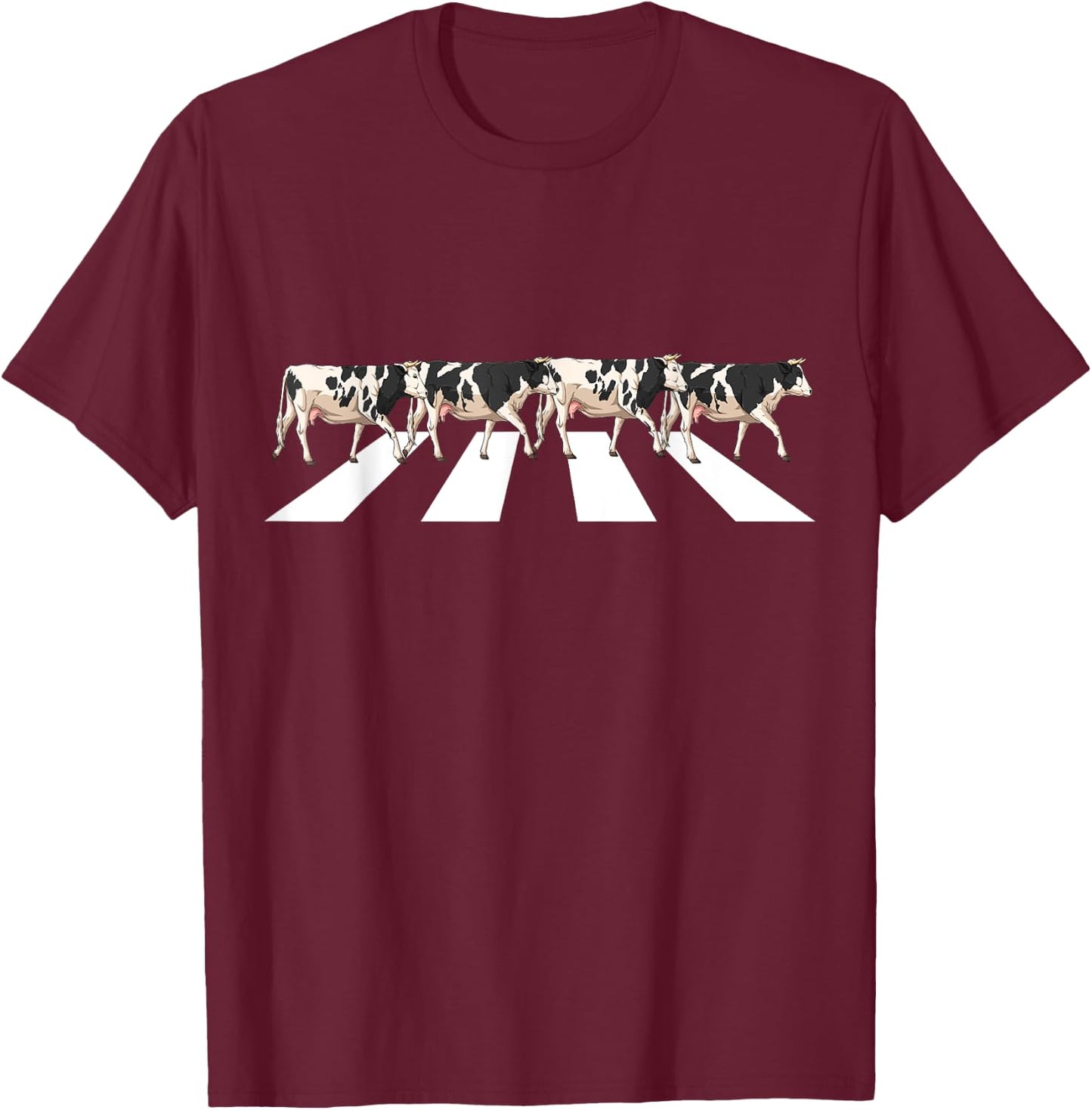 Funny Crosswalk Cows Farming farm Cow Girl Boy Women Men Kid T-Shirt - T-Shirt | Maroon