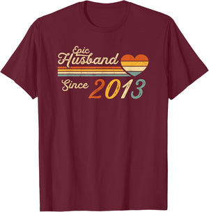 12th wedding anniversary - Epic Husband Since 2013 12 years T-Shirt - T-Shirt | Maroon