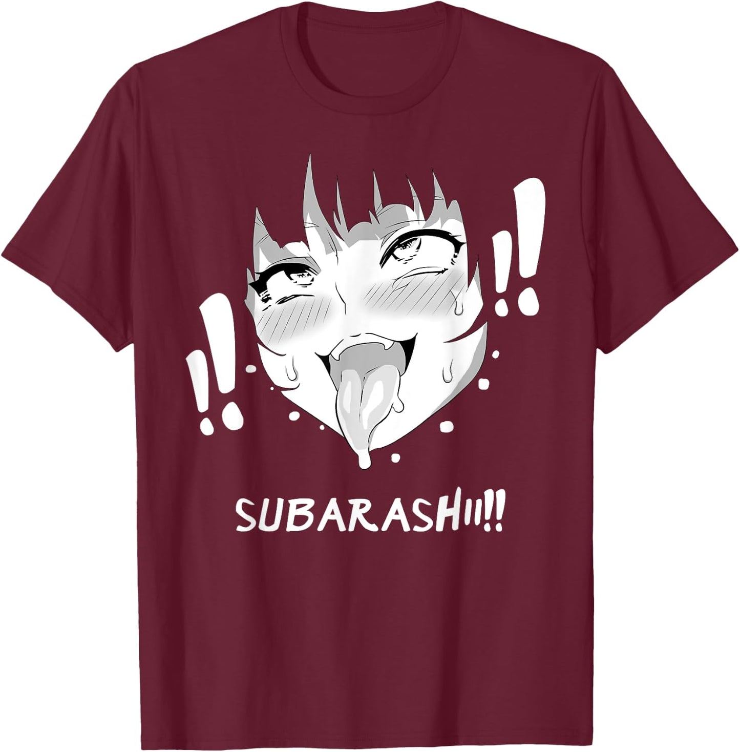 Ahegao Face Shirt Anime Manga Hentai Girl Subarashii Apparel T-Shirt - T-Shirt | Maroon