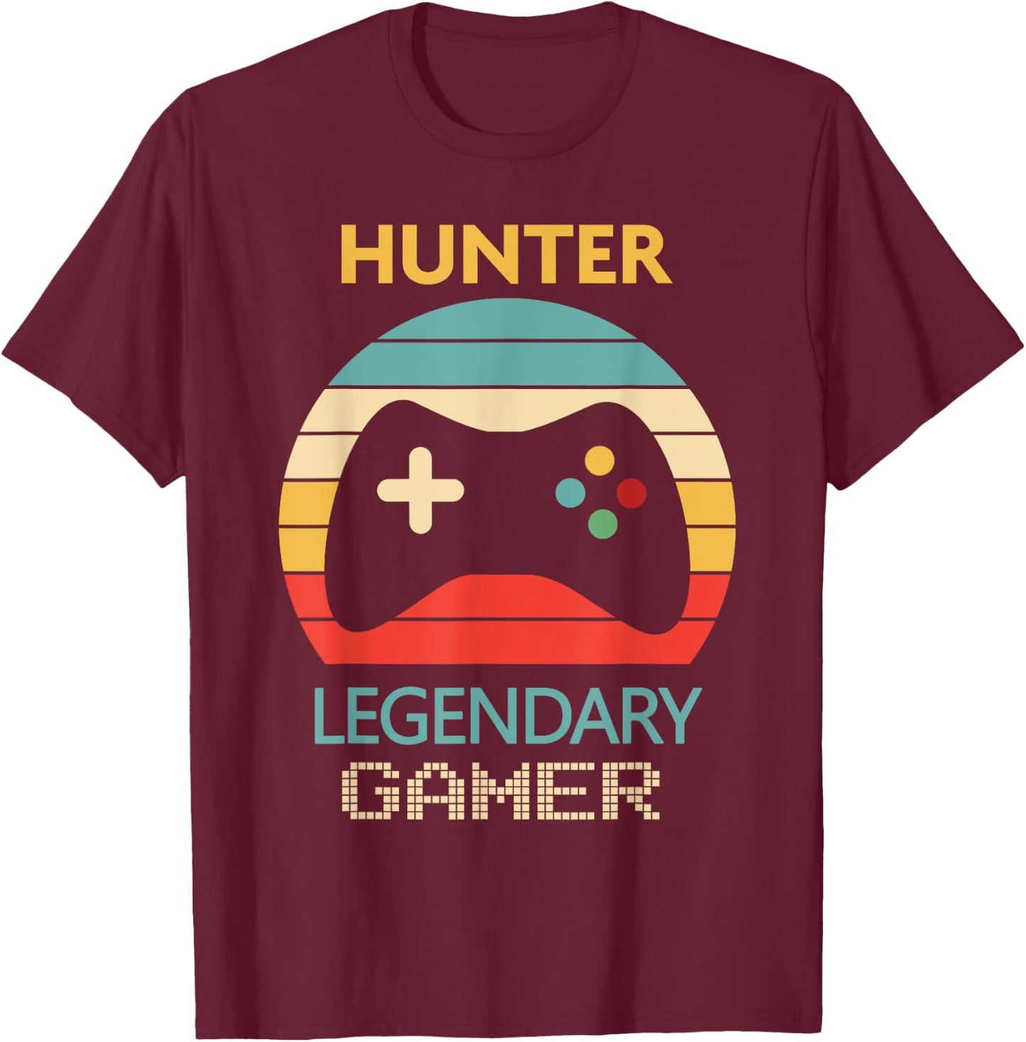 Hunter Name Gift - Personalized Legendary Gamer T-Shirt - T-Shirt | Maroon