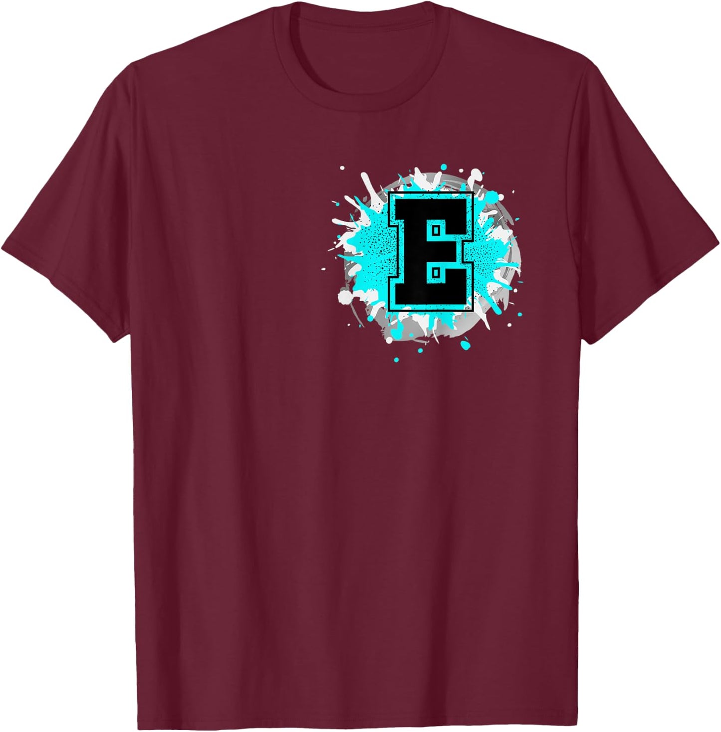 Monogram Letter E Alphabet Initials For Names Starting With T-Shirt - T-Shirt | Maroon
