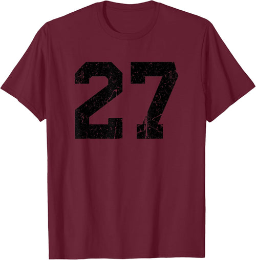 Number #27 Sport Black Distressed Varsity Number