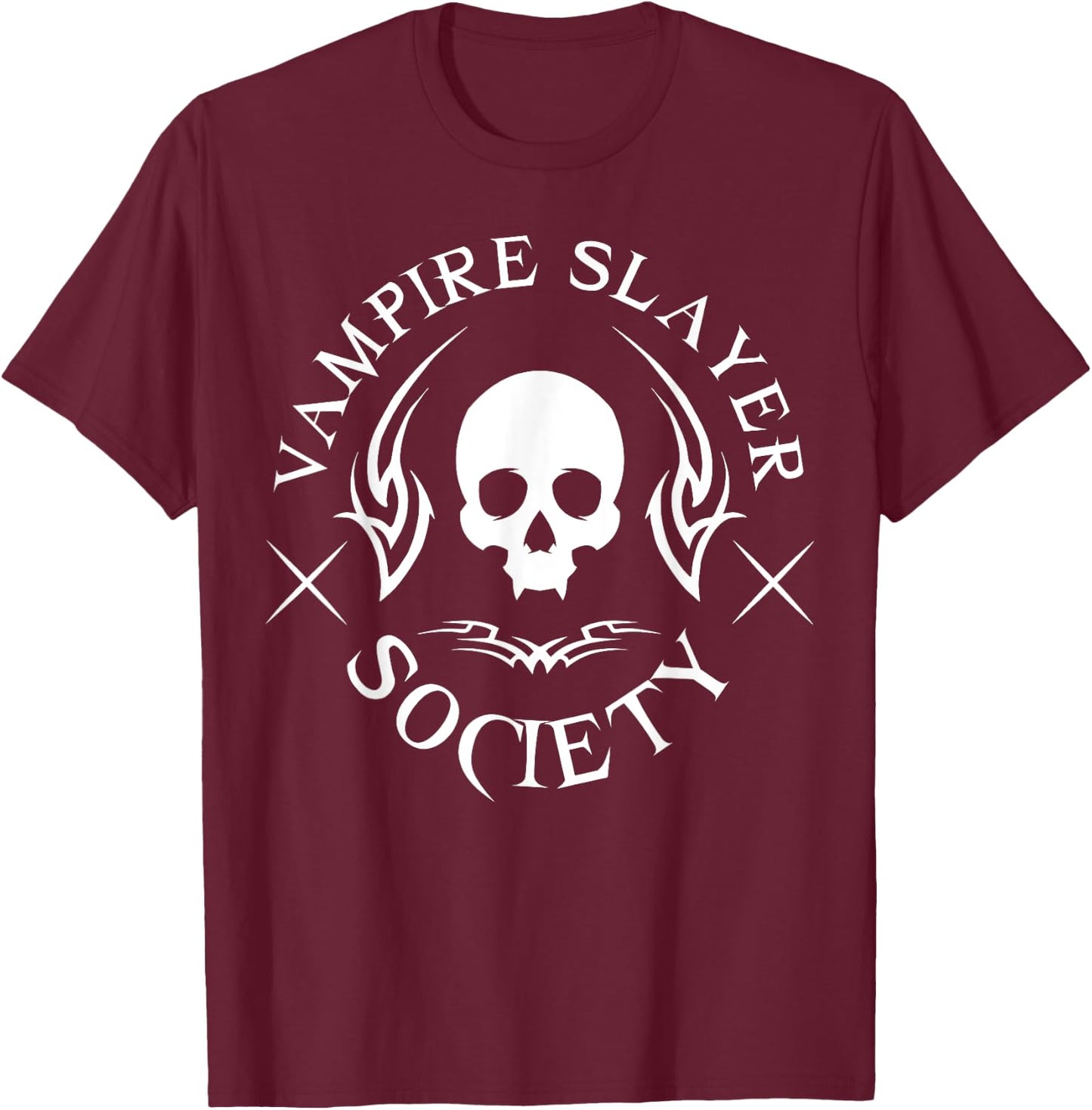 Halloween Vampire Slayer Society Vampire Hunter Skull Funny T-Shirt - T-Shirt | Maroon