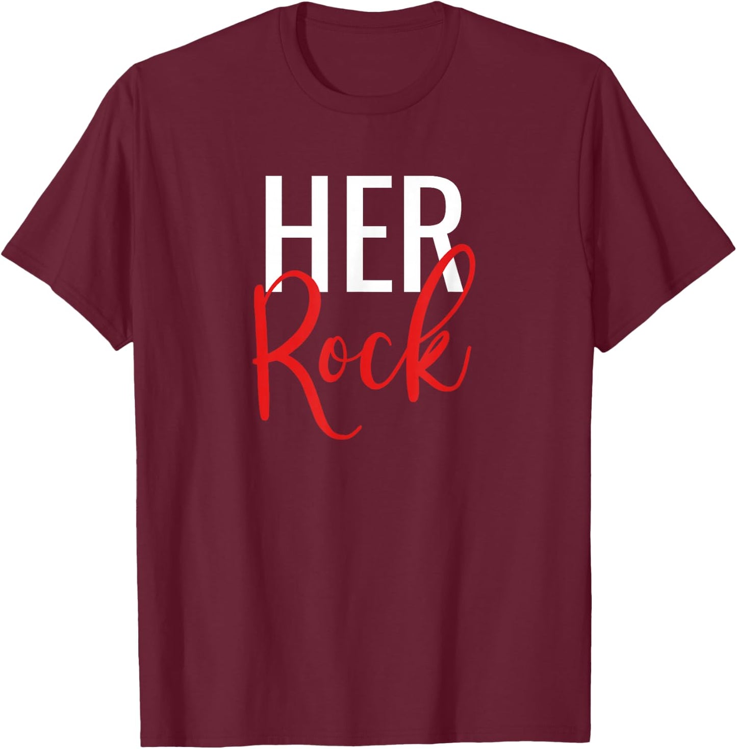 Her Rock His Peace Matching Couples T-Shirt - T-Shirt | Maroon