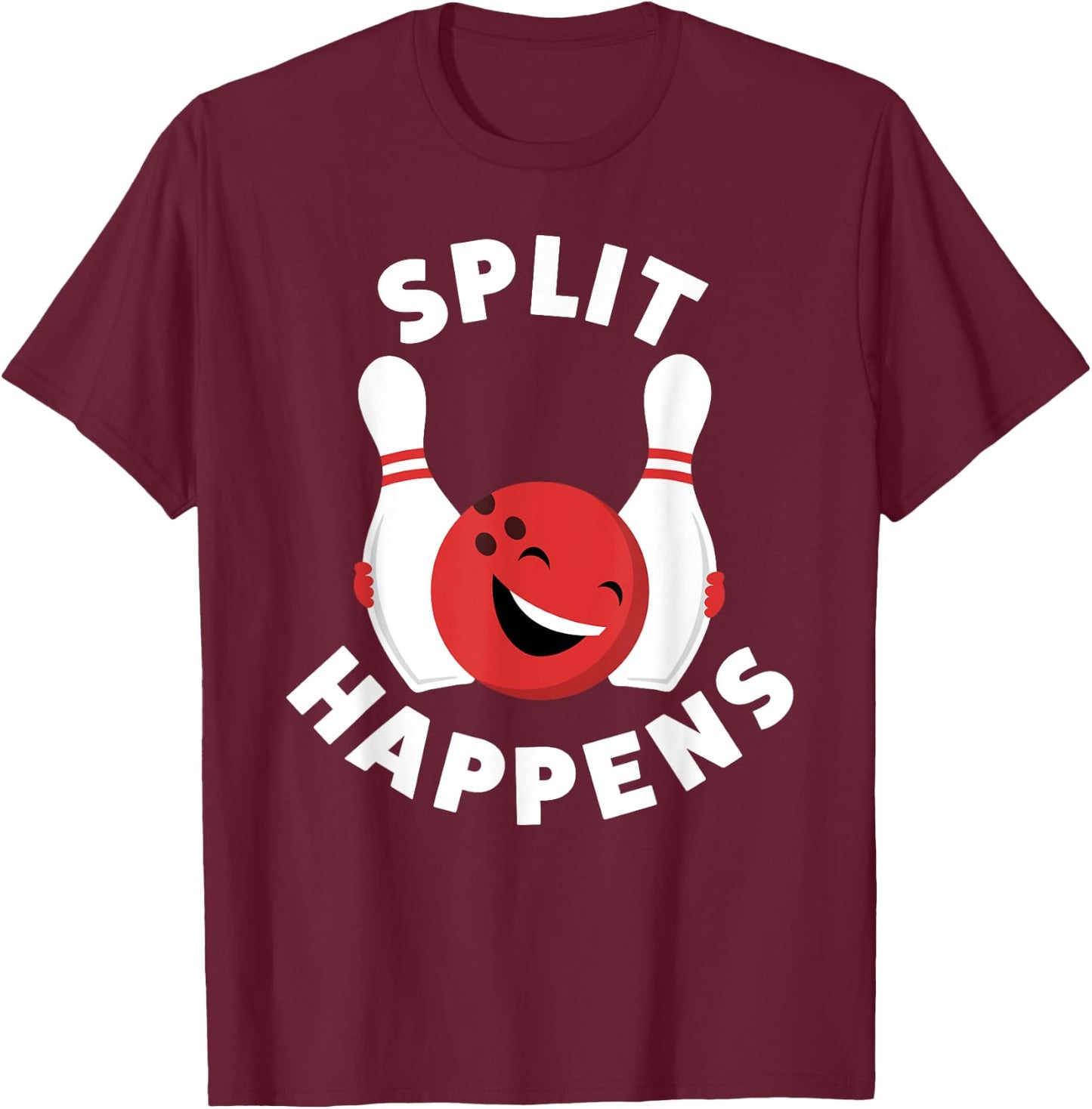 Split Happens | Funny Bowling Shirt T-Shirt - T-Shirt | Maroon