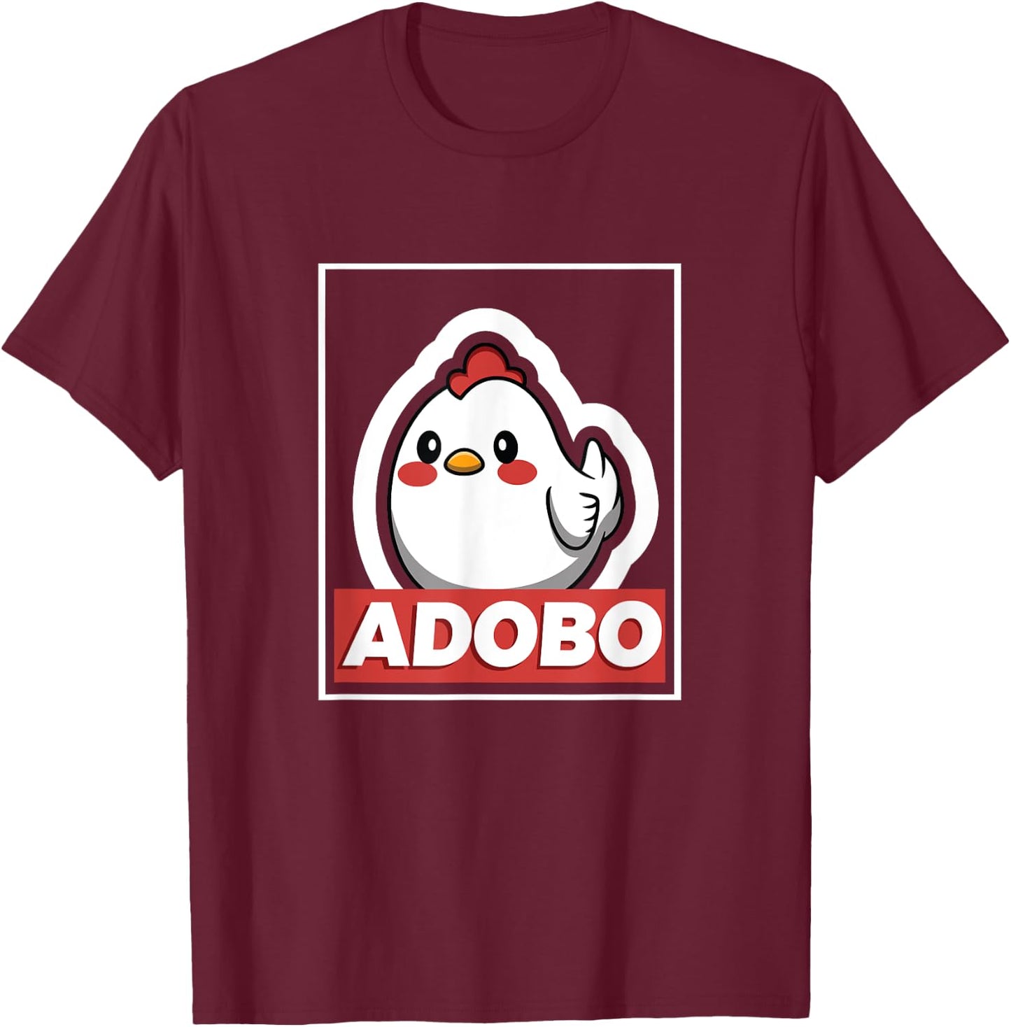 Adobo Chicken Kawaii Philippines Shirt Filipino Food Gift T-Shirt - T-Shirt | Maroon