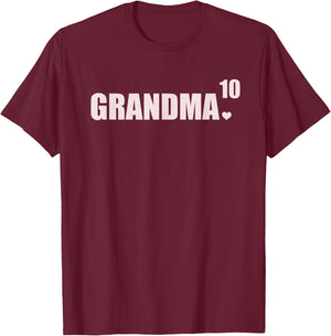 Grandma 10 Grandkids 10th Time Cubed Grandma Of Ten T-Shirt - T-Shirt | Maroon