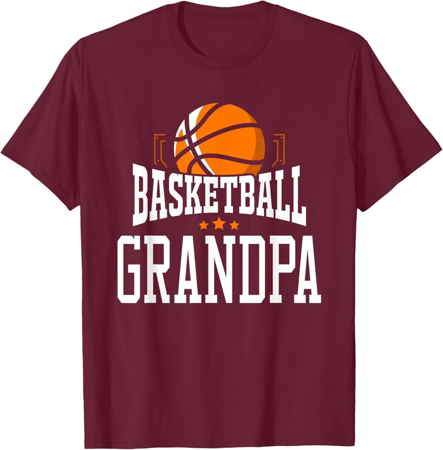 Basketball Grandpa Team Sports Fan T-Shirt - T-Shirt | Maroon