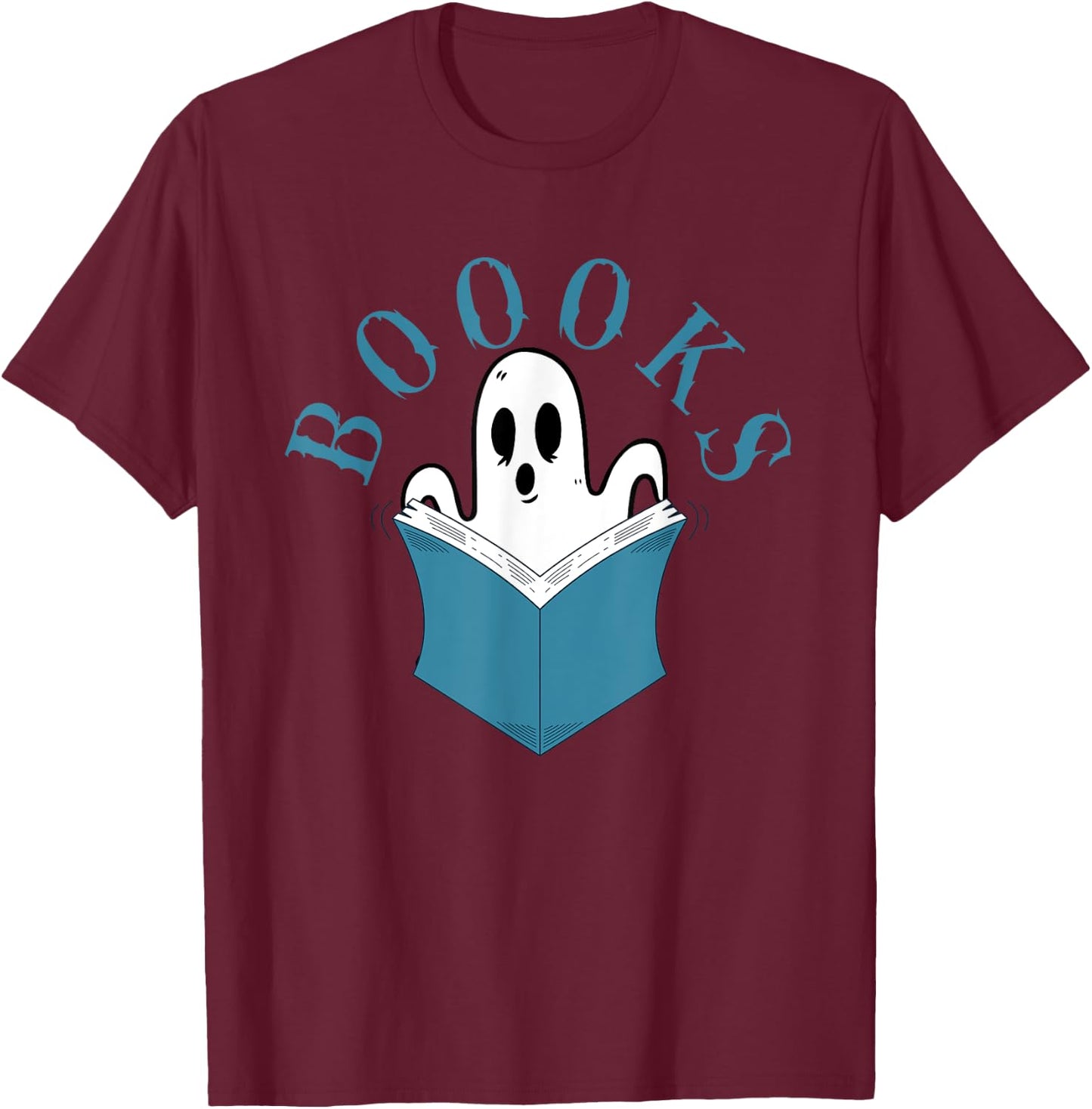 Reading Ghost Boooooks Scary Library Halloween Librarian T-Shirt - T-Shirt | Maroon