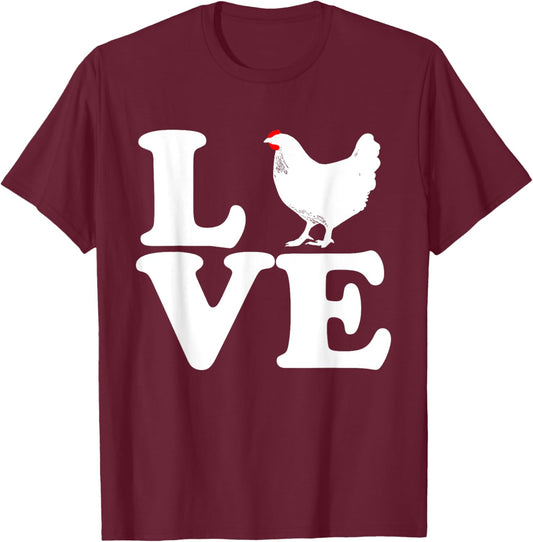 Love Chicken - Chicken Farmer Farming Gift T-Shirt - T-Shirt | Maroon